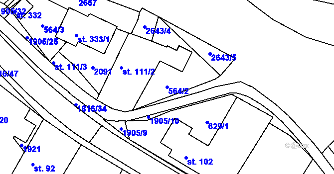 Parcela st. 564/2 v KÚ Hromnice, Katastrální mapa