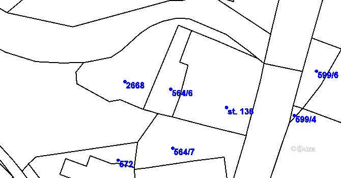 Parcela st. 564/6 v KÚ Hromnice, Katastrální mapa