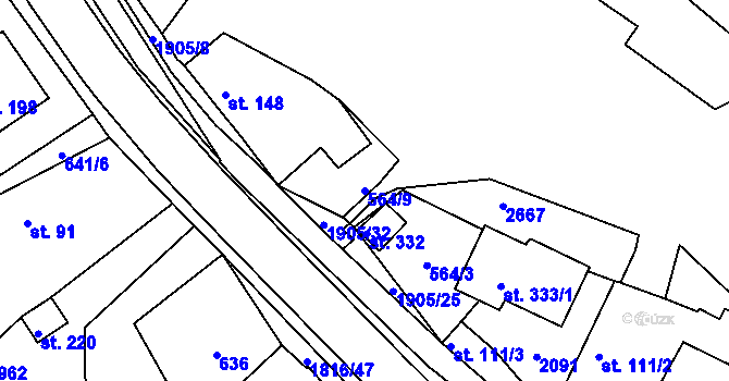 Parcela st. 564/9 v KÚ Hromnice, Katastrální mapa