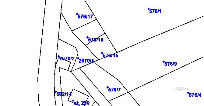 Parcela st. 576/15 v KÚ Hromnice, Katastrální mapa