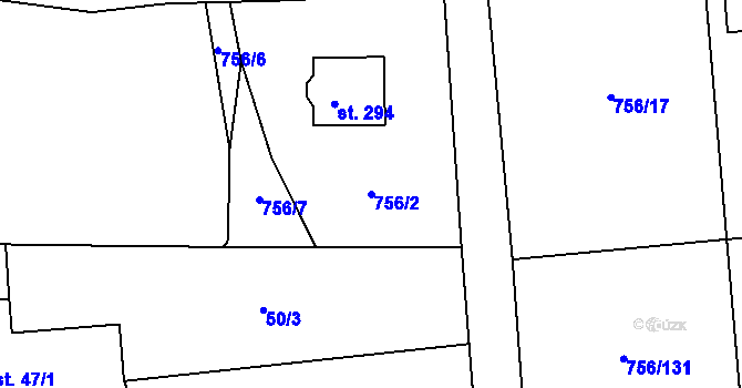 Parcela st. 756/2 v KÚ Hromnice, Katastrální mapa