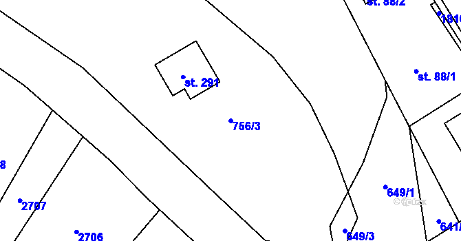 Parcela st. 756/3 v KÚ Hromnice, Katastrální mapa