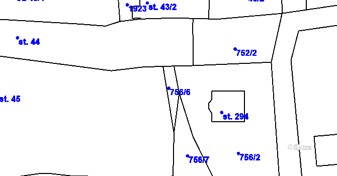 Parcela st. 756/6 v KÚ Hromnice, Katastrální mapa