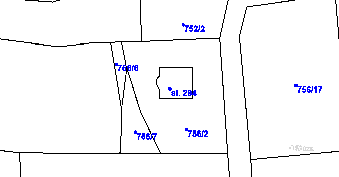 Parcela st. 294 v KÚ Hromnice, Katastrální mapa