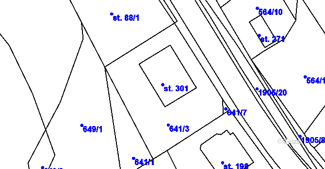 Parcela st. 301 v KÚ Hromnice, Katastrální mapa