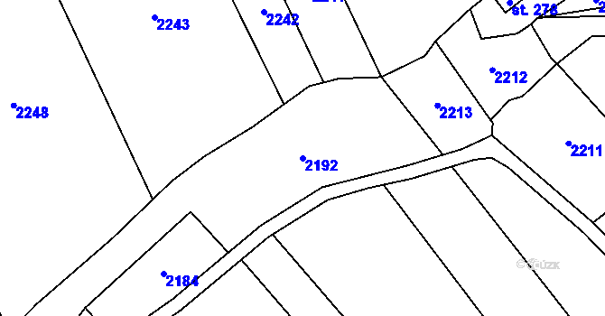 Parcela st. 2192 v KÚ Hromnice, Katastrální mapa