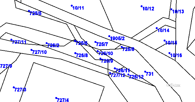 Parcela st. 726/10 v KÚ Hromnice, Katastrální mapa