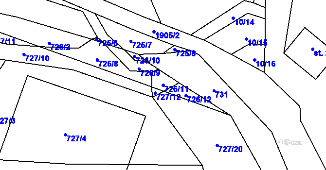 Parcela st. 726/11 v KÚ Hromnice, Katastrální mapa