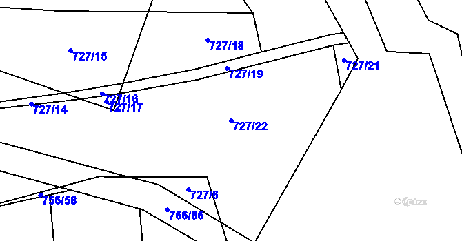 Parcela st. 727/22 v KÚ Hromnice, Katastrální mapa