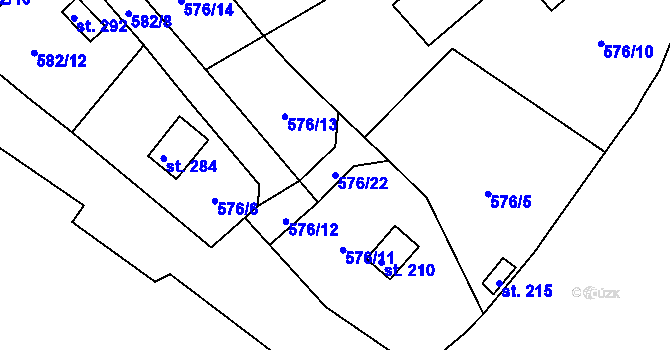 Parcela st. 576/22 v KÚ Hromnice, Katastrální mapa