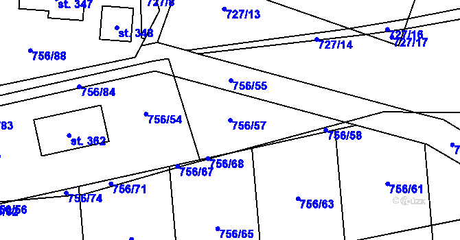 Parcela st. 756/57 v KÚ Hromnice, Katastrální mapa