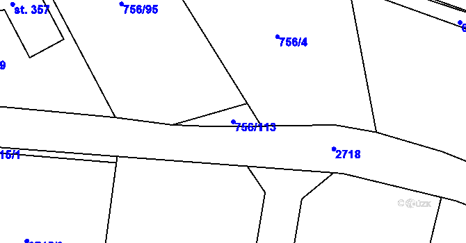 Parcela st. 756/113 v KÚ Hromnice, Katastrální mapa