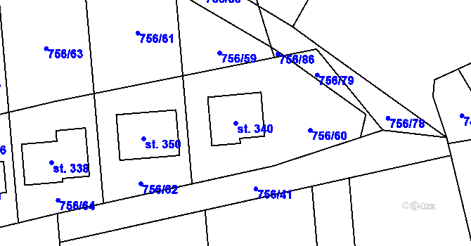 Parcela st. 340 v KÚ Hromnice, Katastrální mapa
