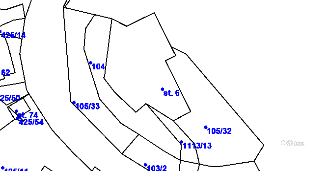 Parcela st. 6 v KÚ Chotiná, Katastrální mapa