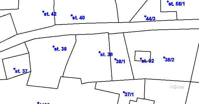Parcela st. 39 v KÚ Chotiná, Katastrální mapa