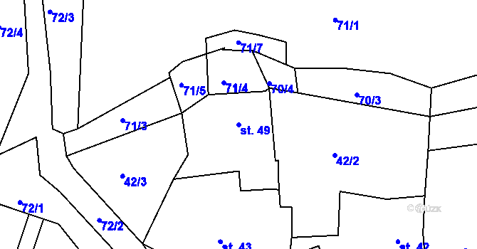 Parcela st. 49 v KÚ Chotiná, Katastrální mapa