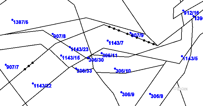Parcela st. 306/11 v KÚ Chotiná, Katastrální mapa