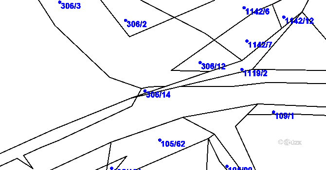 Parcela st. 306/13 v KÚ Chotiná, Katastrální mapa