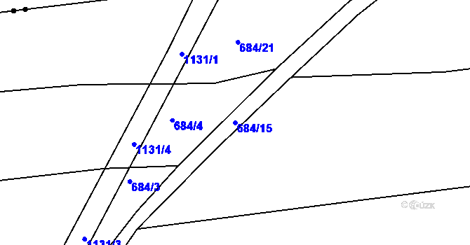 Parcela st. 684/15 v KÚ Chotiná, Katastrální mapa