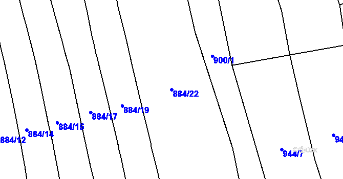 Parcela st. 884/22 v KÚ Chotiná, Katastrální mapa