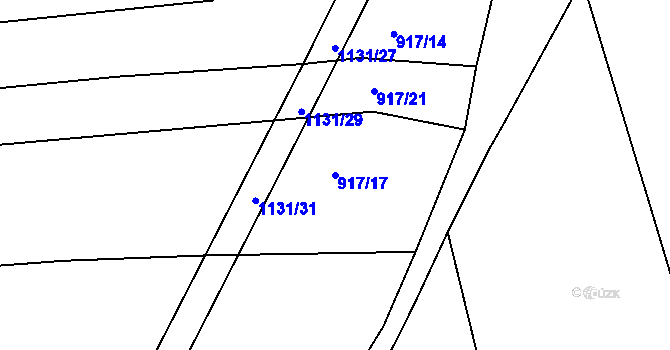 Parcela st. 917/17 v KÚ Chotiná, Katastrální mapa