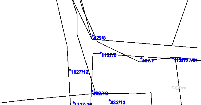 Parcela st. 1127/6 v KÚ Chotiná, Katastrální mapa