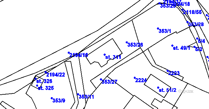 Parcela st. 311 v KÚ Žichlice u Hromnic, Katastrální mapa