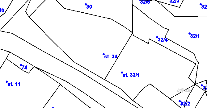 Parcela st. 34 v KÚ Žichlice u Hromnic, Katastrální mapa