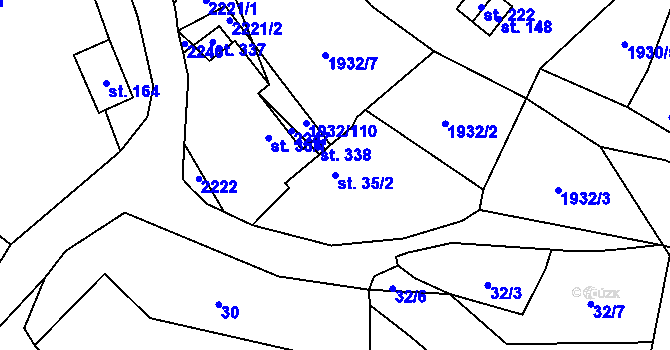 Parcela st. 35/2 v KÚ Žichlice u Hromnic, Katastrální mapa