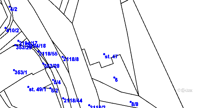 Parcela st. 47 v KÚ Žichlice u Hromnic, Katastrální mapa