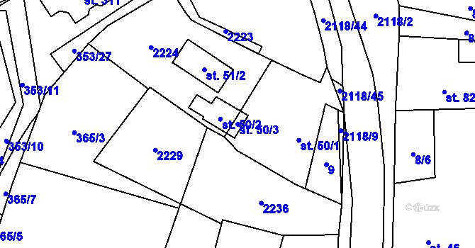 Parcela st. 50/3 v KÚ Žichlice u Hromnic, Katastrální mapa