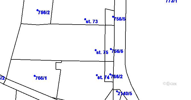 Parcela st. 75 v KÚ Žichlice u Hromnic, Katastrální mapa
