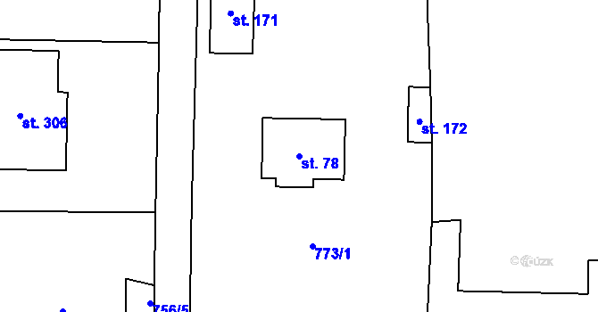 Parcela st. 78 v KÚ Žichlice u Hromnic, Katastrální mapa