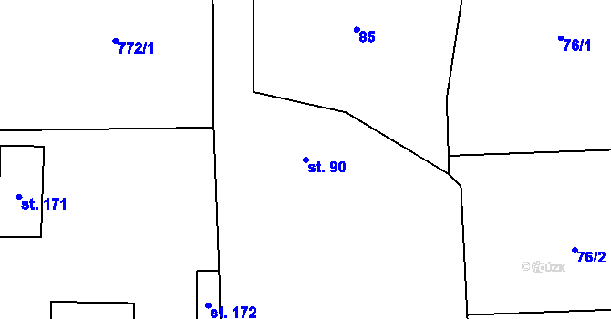 Parcela st. 90 v KÚ Žichlice u Hromnic, Katastrální mapa