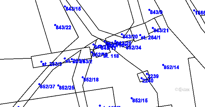 Parcela st. 118 v KÚ Žichlice u Hromnic, Katastrální mapa