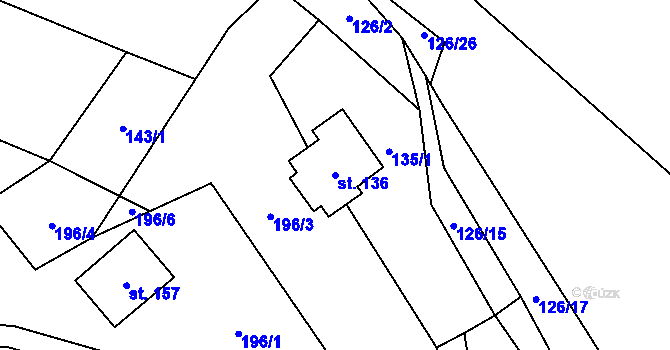 Parcela st. 136 v KÚ Žichlice u Hromnic, Katastrální mapa