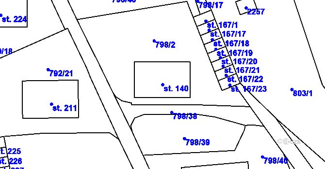 Parcela st. 140 v KÚ Žichlice u Hromnic, Katastrální mapa