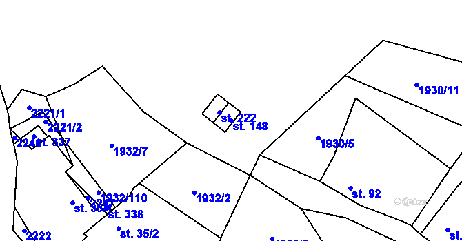 Parcela st. 148 v KÚ Žichlice u Hromnic, Katastrální mapa