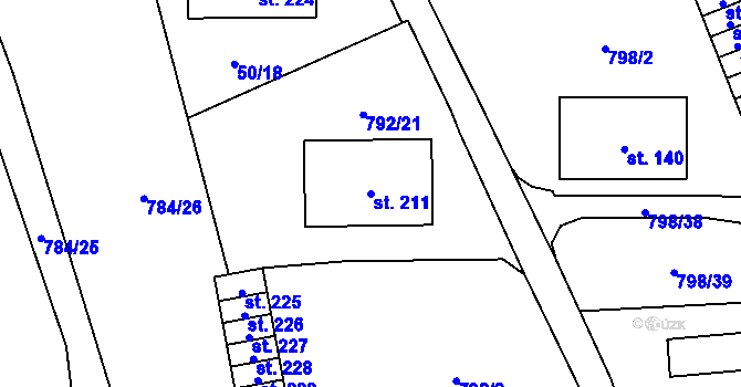 Parcela st. 211 v KÚ Žichlice u Hromnic, Katastrální mapa