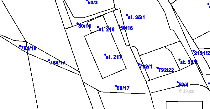 Parcela st. 217 v KÚ Žichlice u Hromnic, Katastrální mapa