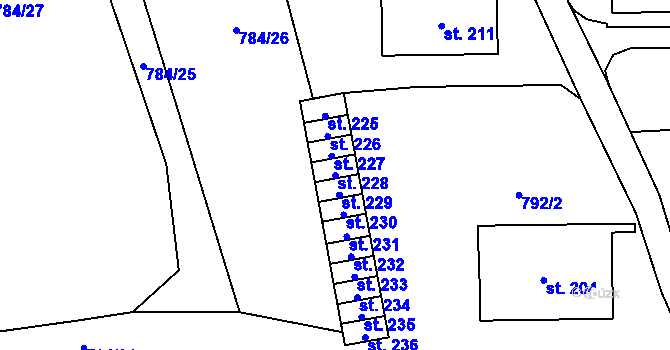 Parcela st. 228 v KÚ Žichlice u Hromnic, Katastrální mapa