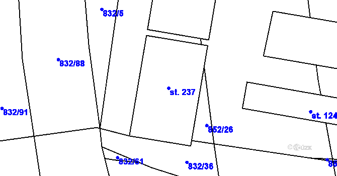 Parcela st. 237 v KÚ Žichlice u Hromnic, Katastrální mapa