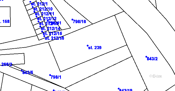 Parcela st. 239 v KÚ Žichlice u Hromnic, Katastrální mapa