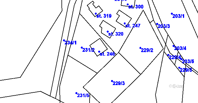Parcela st. 246 v KÚ Žichlice u Hromnic, Katastrální mapa