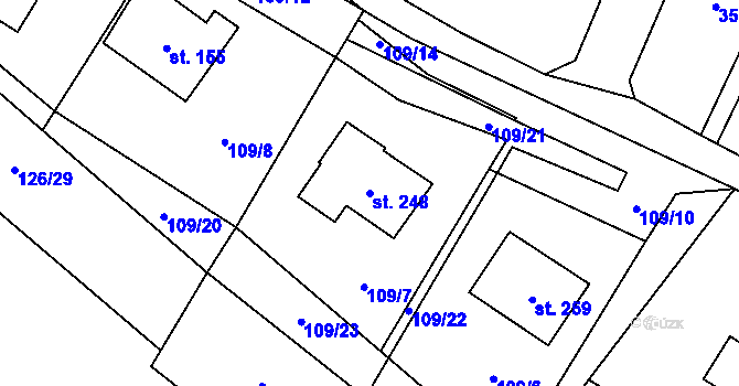 Parcela st. 248 v KÚ Žichlice u Hromnic, Katastrální mapa
