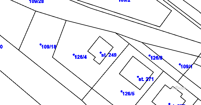 Parcela st. 249 v KÚ Žichlice u Hromnic, Katastrální mapa
