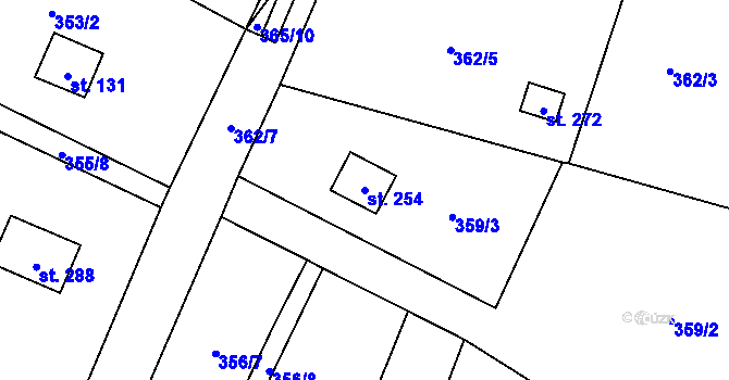 Parcela st. 254 v KÚ Žichlice u Hromnic, Katastrální mapa