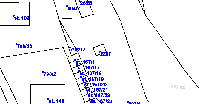 Parcela st. 255 v KÚ Žichlice u Hromnic, Katastrální mapa