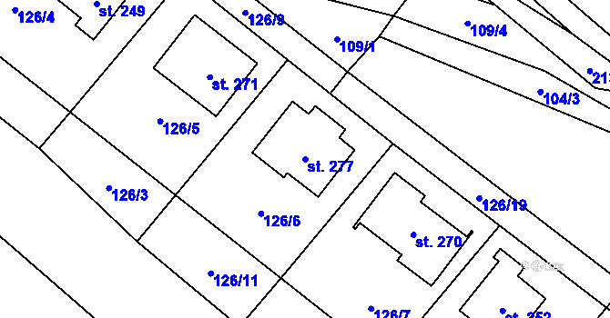 Parcela st. 277 v KÚ Žichlice u Hromnic, Katastrální mapa