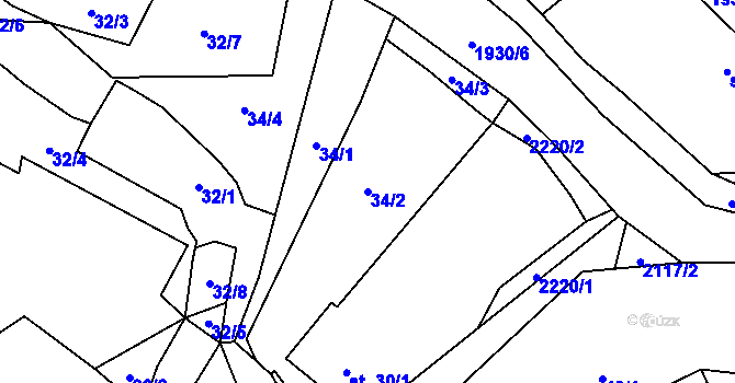 Parcela st. 34/2 v KÚ Žichlice u Hromnic, Katastrální mapa